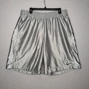 Nike Shorts Men 2XL Silver Shiny Dazzle Basketball Baggy Stretch Athletic Gym
